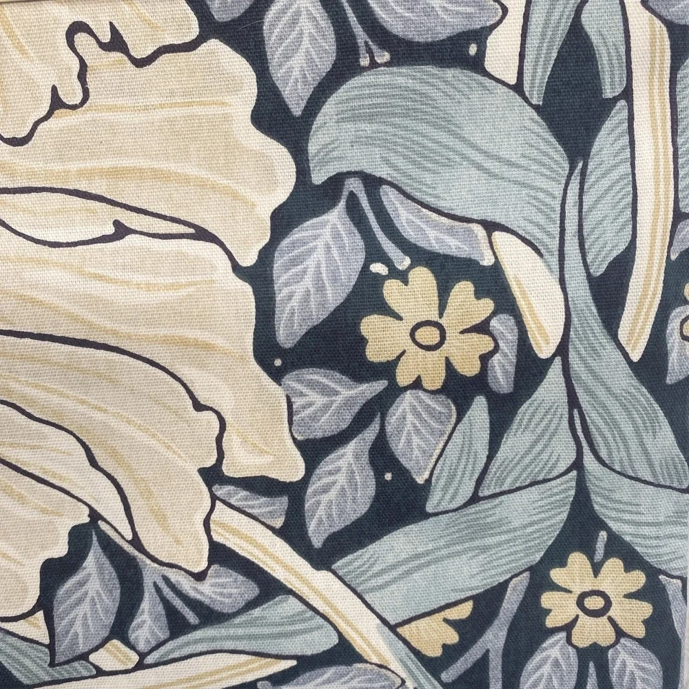 William Morris Curtain Panel Pair 50x84 Pimpernel Ink Navy Blue Floral Cotton